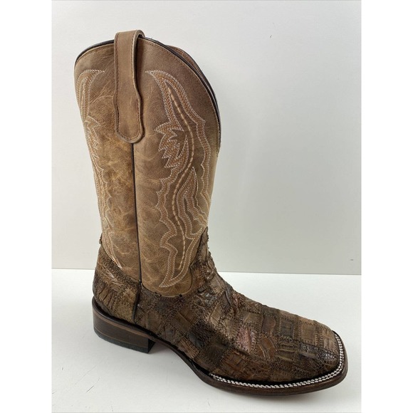 NWOB Circle G ORIX Caiman Patchwork & Embroidery Square Toe Western Boot Men 10D main image 7